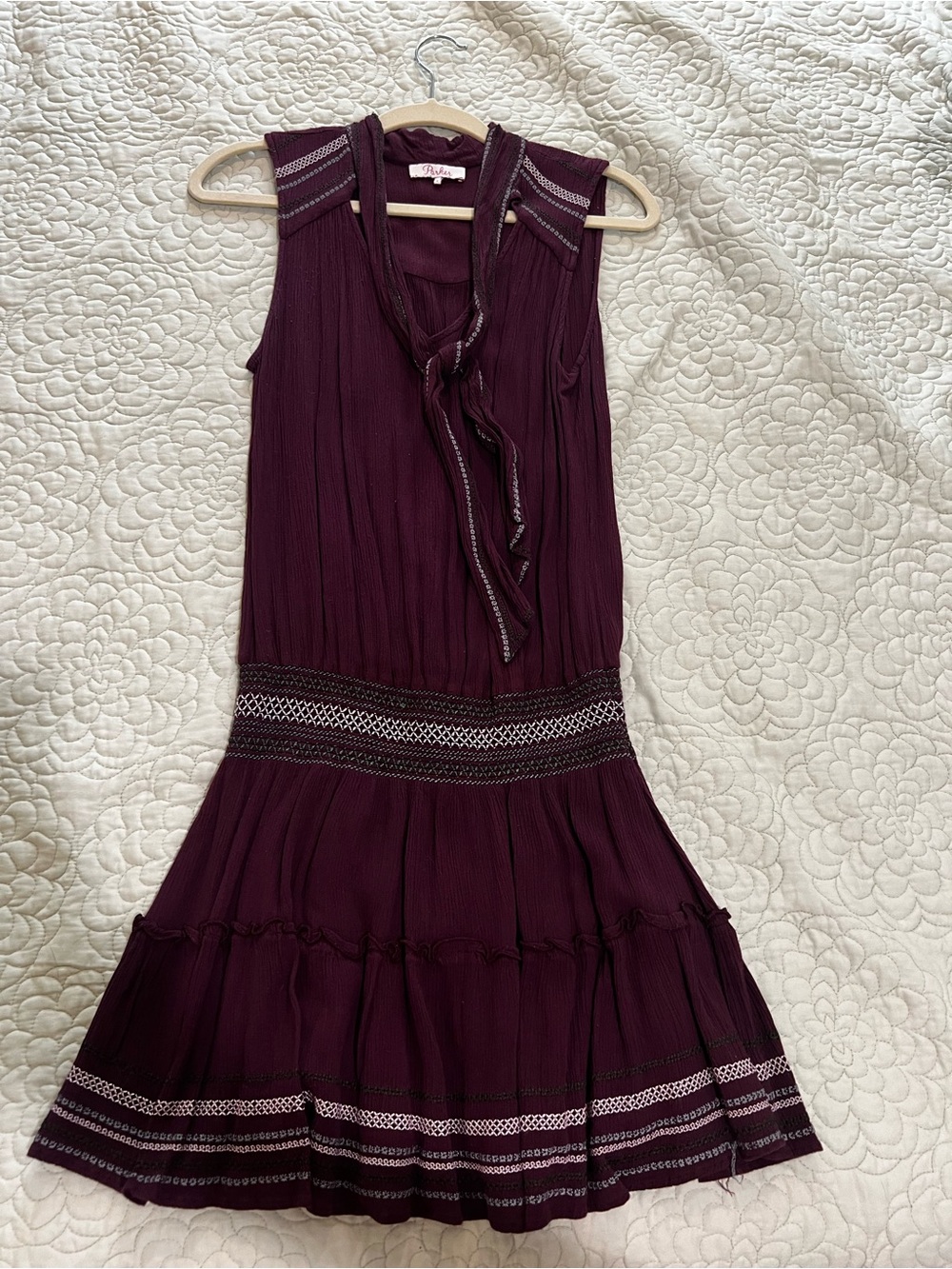 Parker Sleeveless Tie-Neck Midi Dress in Plum